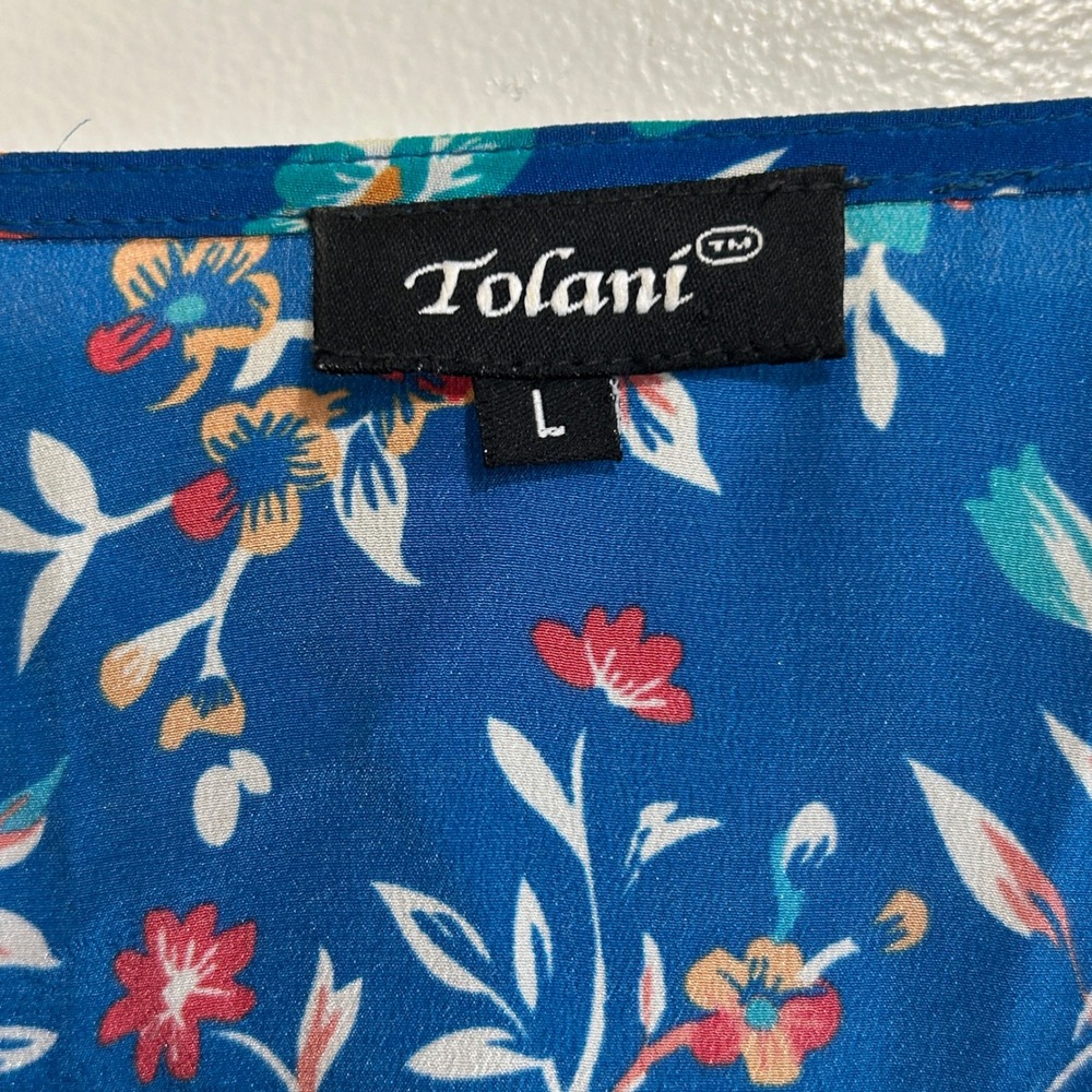 Tolani Collection 100% Silk Briyana Top Poncho Floral Geometric Print Size L - Picture 3 of 5